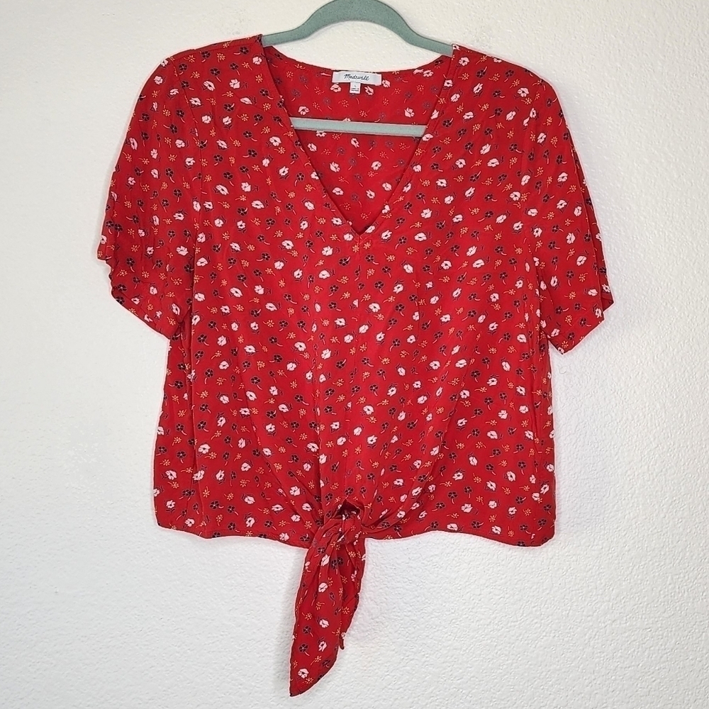 Madewell Prairie Floral Novel Tie-Front Top L - Picture 3 of 7